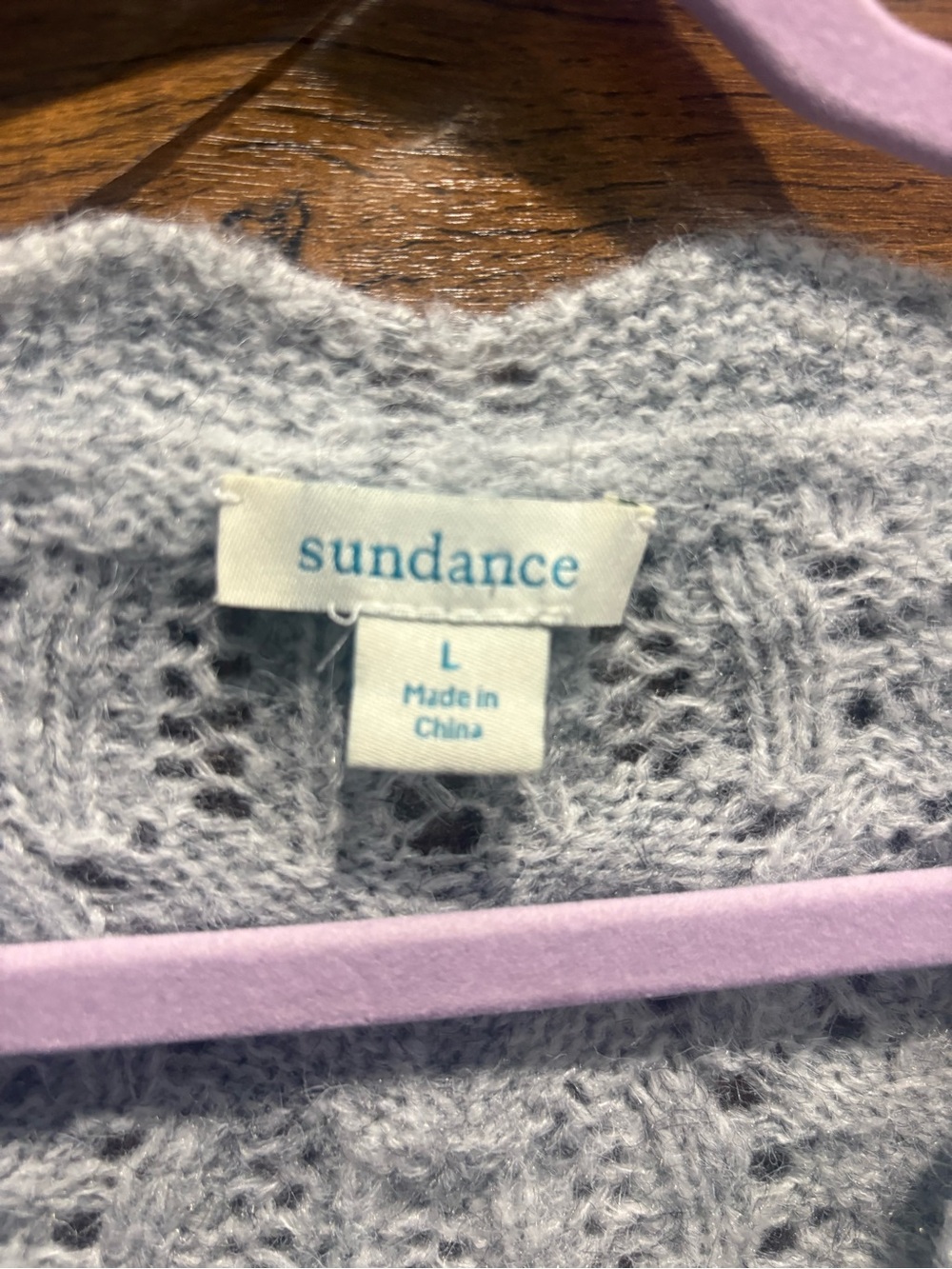 Sundance Scallop V-Neck Light Gray Cable Cardigan - Picture 3 of 9